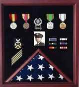 Flag plus Photo Display case, Photo and Medal Display case